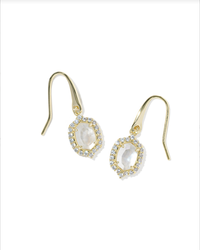 Kendra Scott Daphne Crystal Frame Drop Earring-Gold Ivory MOP