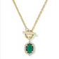 Kendra Scott Daphne Crystal Frame Toggle Necklace-Gold Green Malachite