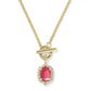 Kendra Scott Daphne Crystal Frame Toggle Necklace-Gold Dark Pink Illusion