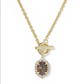Kendra Scott Daphne Crystal Frame Toggle Necklace-Gold Bronze Purple Amethyst