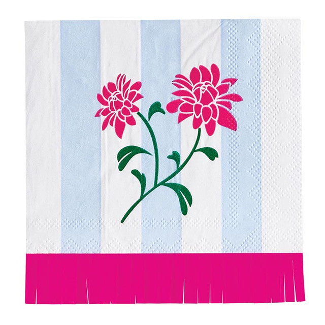 Slant Collection Foil Fringe Napkins - Mahjong Floral