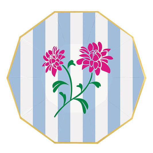 Slant Collections Decagon Foil Paper Plates - Mahjong Floral - 8ct
