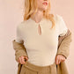 Molly Bracken Keyhole Rib Sweater-Off White