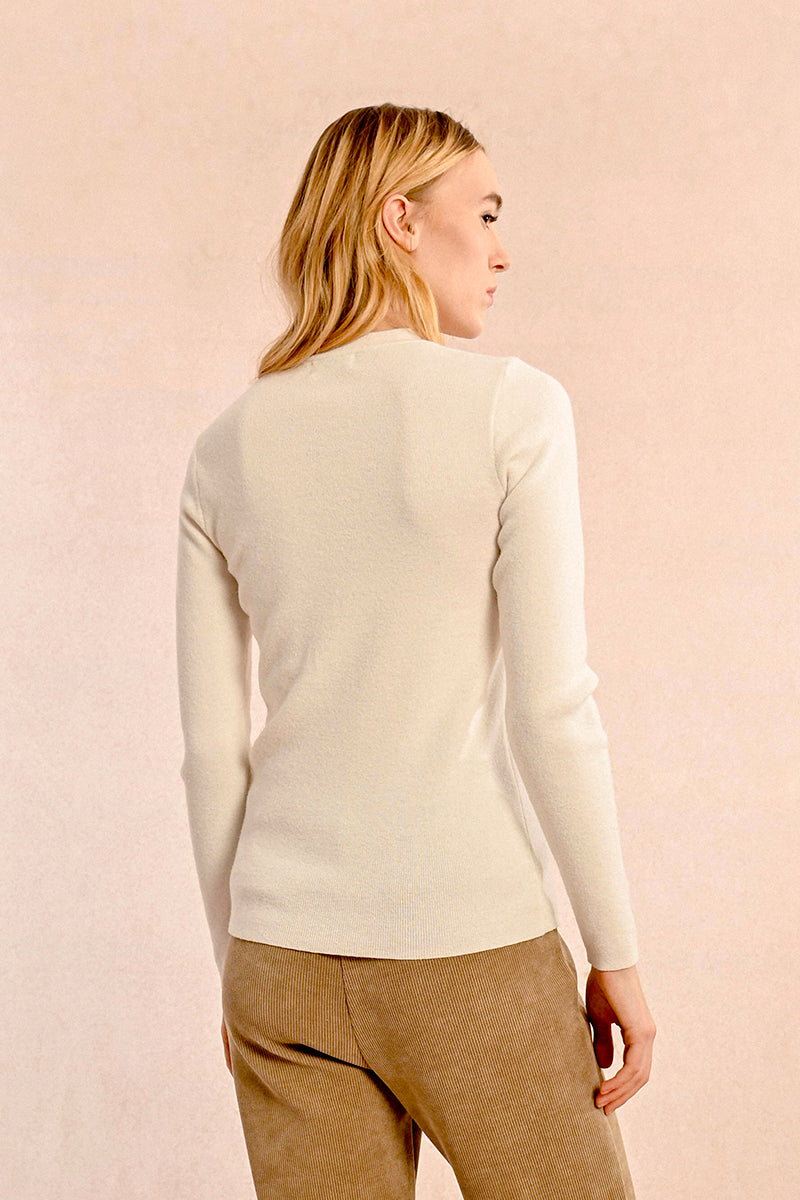 Molly Bracken Keyhole Rib Sweater-Off White