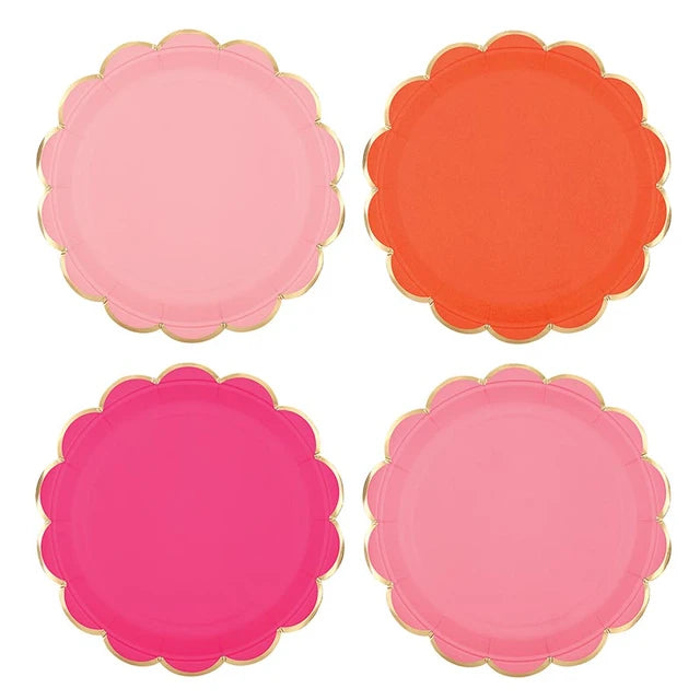 Slant Foil Scalloped Paper Plates - Multicolor - 8ct