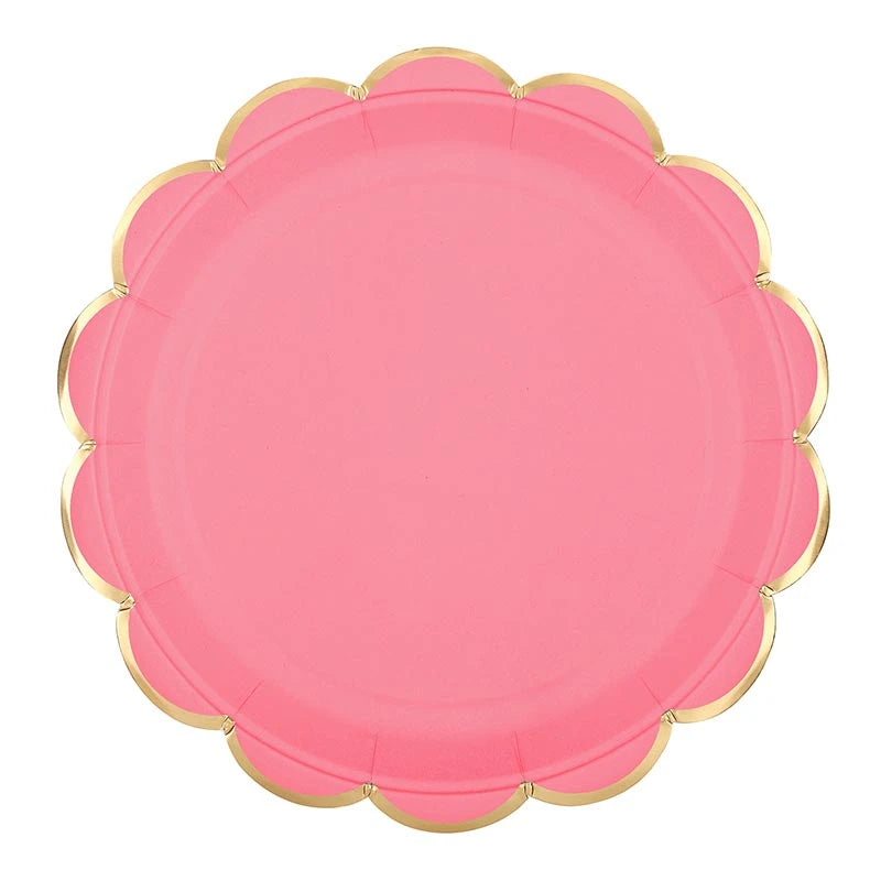 Slant Foil Scalloped Paper Plates - Multicolor - 8ct