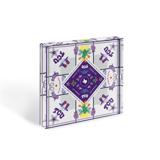 Saturday Silks "Horned Frogs" Acrylic Block