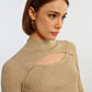 Lili Sidonio Keyhole Front Ribbed Sweater- Light Beige