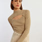 Lili Sidonio Keyhole Front Ribbed Sweater- Light Beige