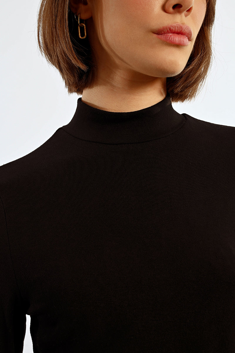 Lili Sidonio Mock Neck Lightweight Sweater-Black