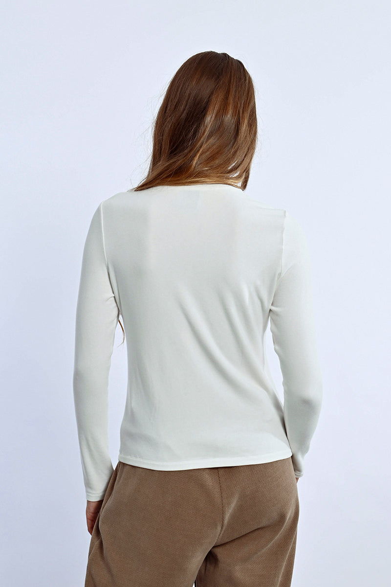 Lili Sidonio Mock Neck Lightweight Sweater-Off White