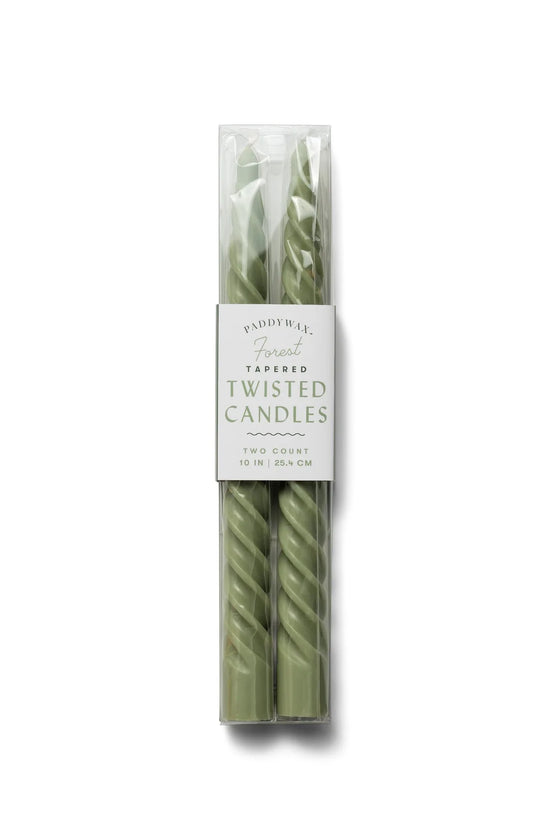 Paddywax Twisted Taper Candles-Forest Green