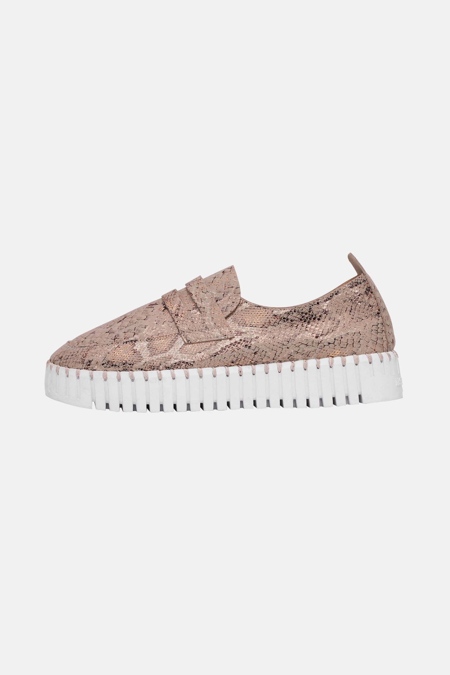 Ilse Jacobsen Tulip Flats Platform Loafer With Snakeskin - Adobe Rose