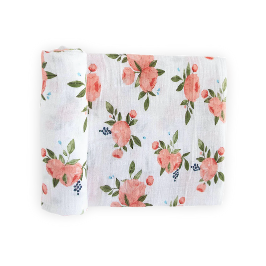 Little Unicorn Cotton Muslin Swaddle Blanket - Watercolor Roses