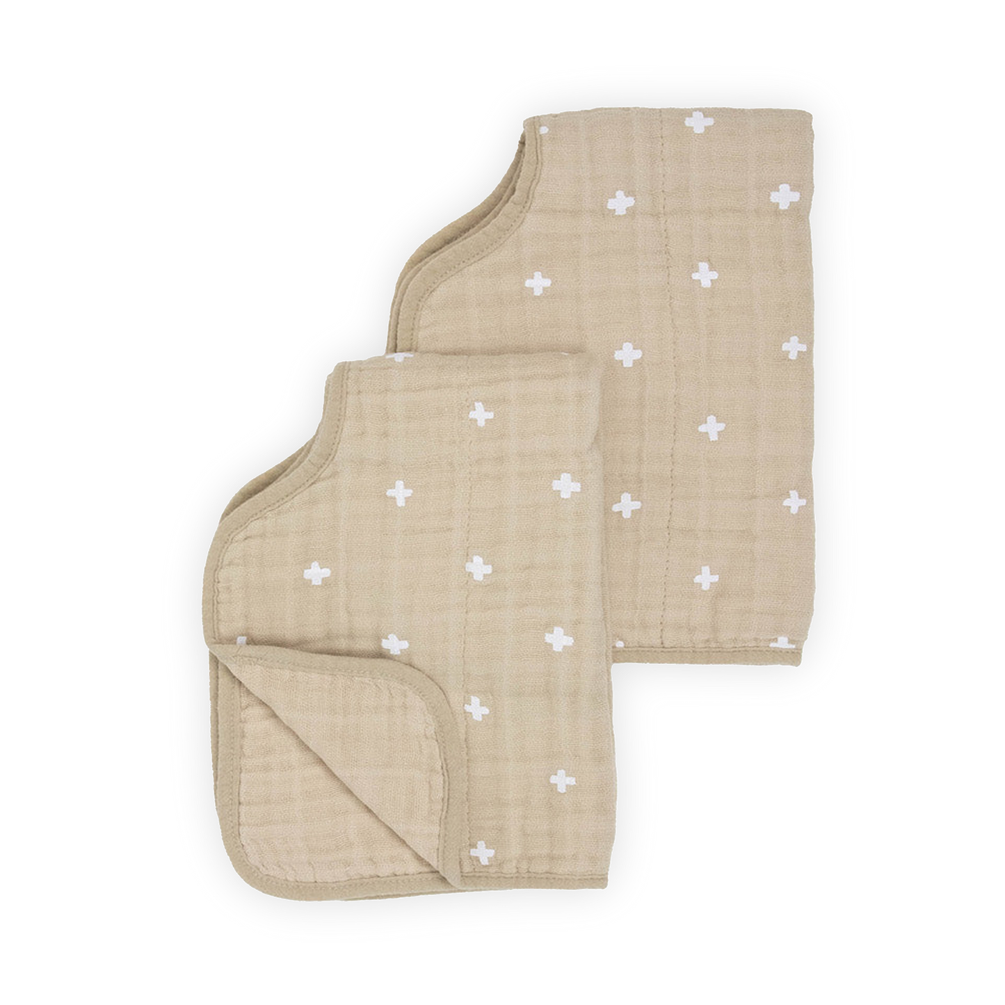 Little Unicorn Cotton Muslin Burp Cloth 2 Pack - Taupe Cross