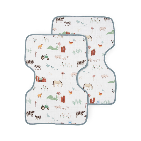 Little Unicorn Cotton Muslin Burp Cloth 2 Pack - Farmyard