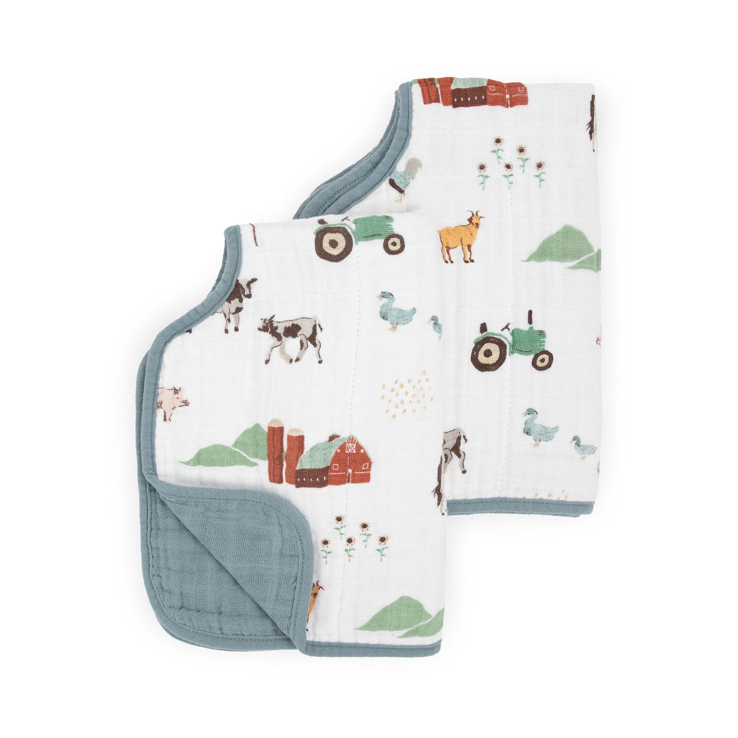 Little Unicorn Cotton Muslin Burp Cloth 2 Pack - Farmyard