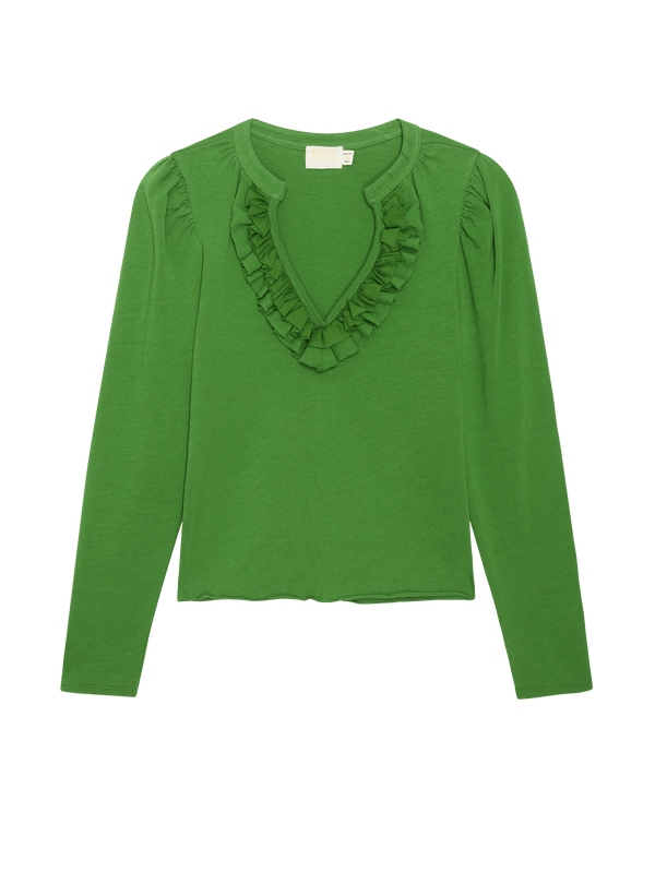 Nation LTD "Valita" Split Neck Top- Salon Green