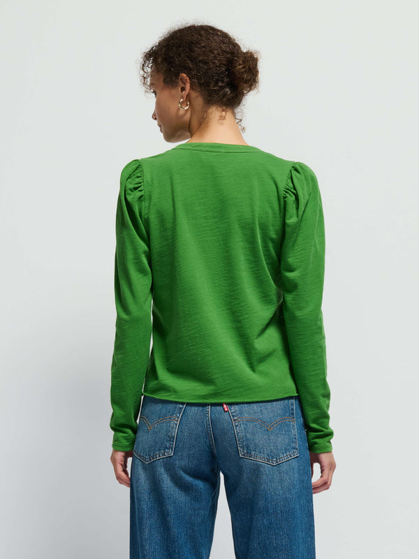 Nation LTD "Valita" Split Neck Top- Salon Green