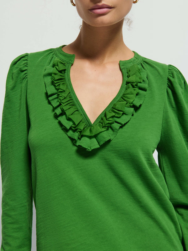 Nation LTD "Valita" Split Neck Top- Salon Green