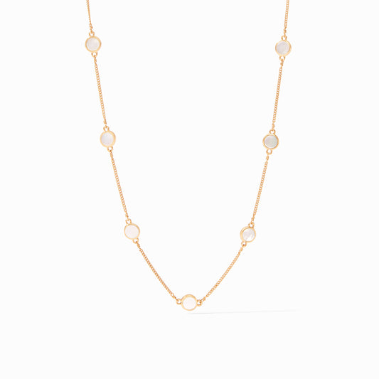 Julie Vos “Valencia” Delicate Station Necklace - Mother of Pearl