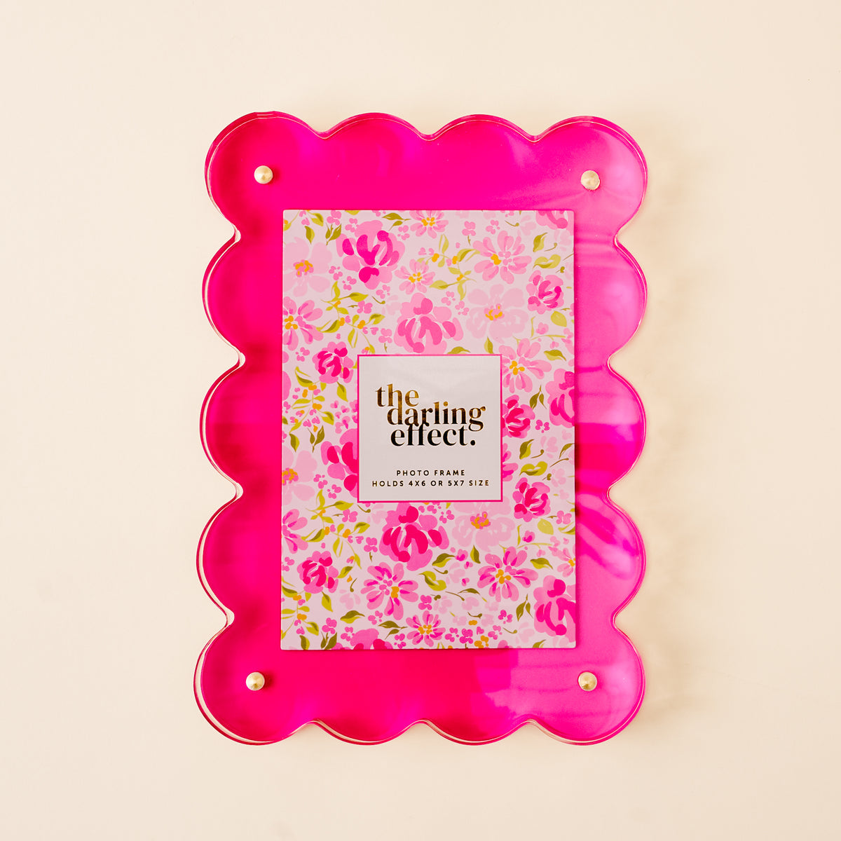 The Darling Effect Rectangle Scalloped Acrylic Frame-Hot Pink