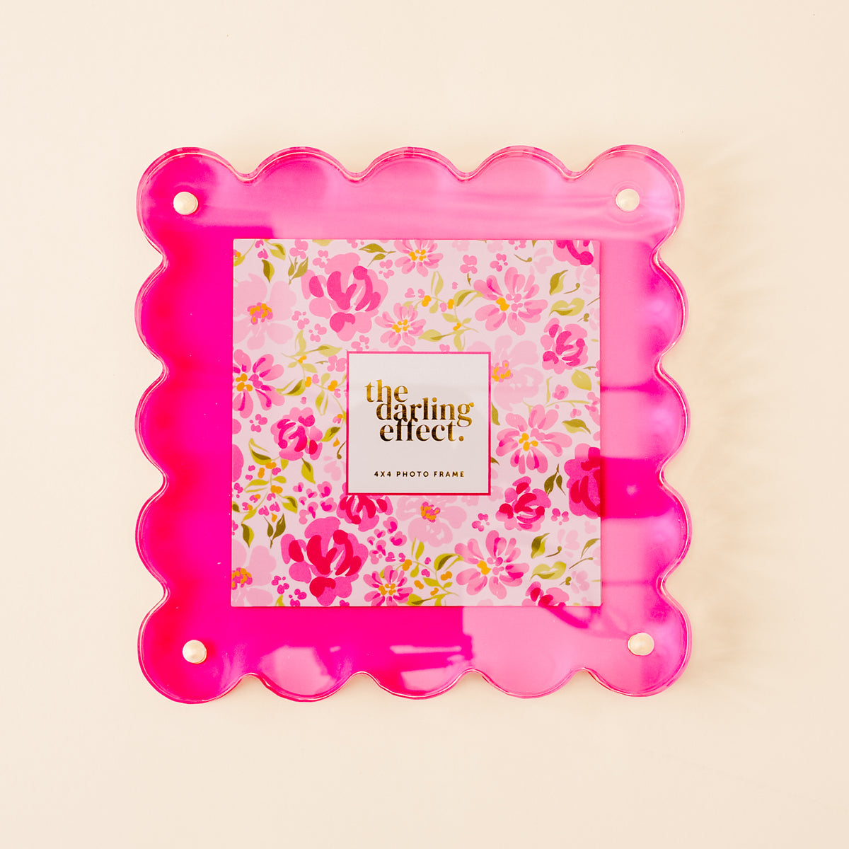 The Darling Effect Square Scalloped Acrylic Frame-Hot Pink
