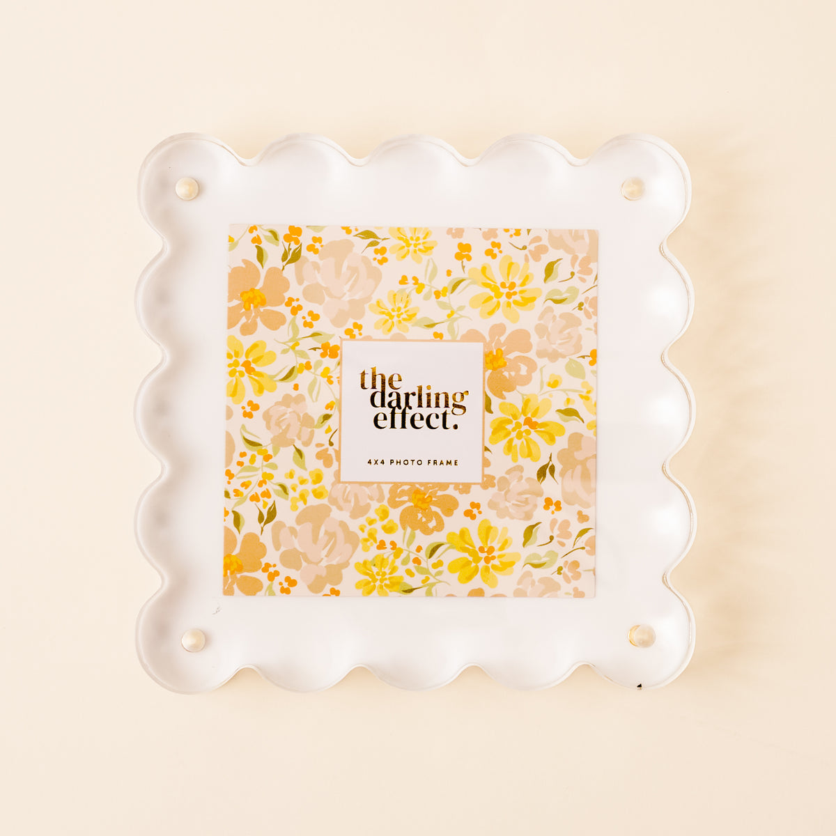 The Darling Effect Square Scalloped Acrylic Frame-White