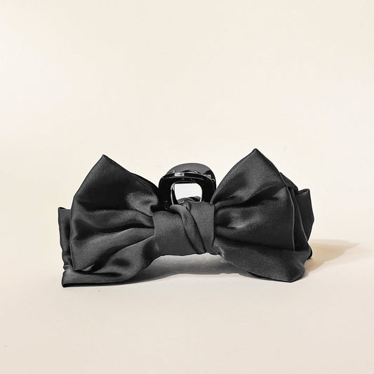 The Darling Effect Satin Bow Claw Clip-Black