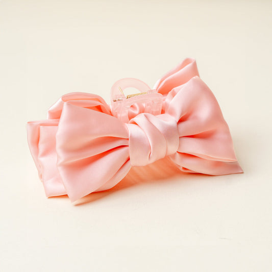 The Darling Effect Satin Bow Claw Clip-Blush