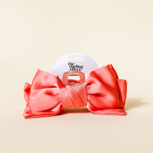 The Darling Effect Satin Bow Claw Clip-Rose
