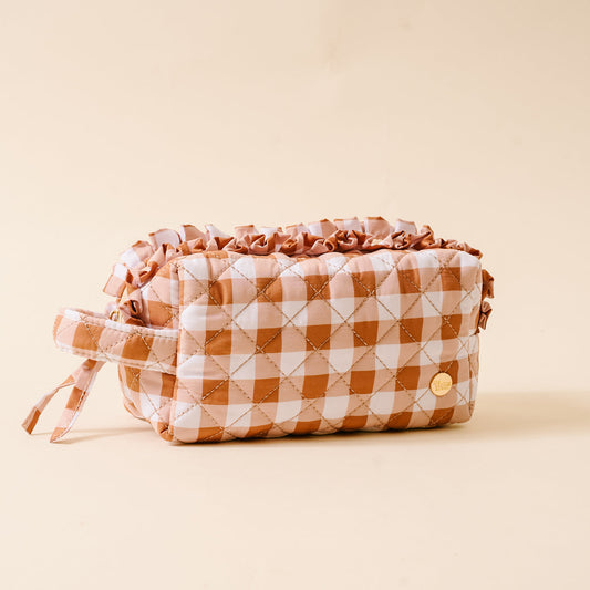 The Darling Effect Essentials Quilted Cosmetic Pouch-Maple Gingham