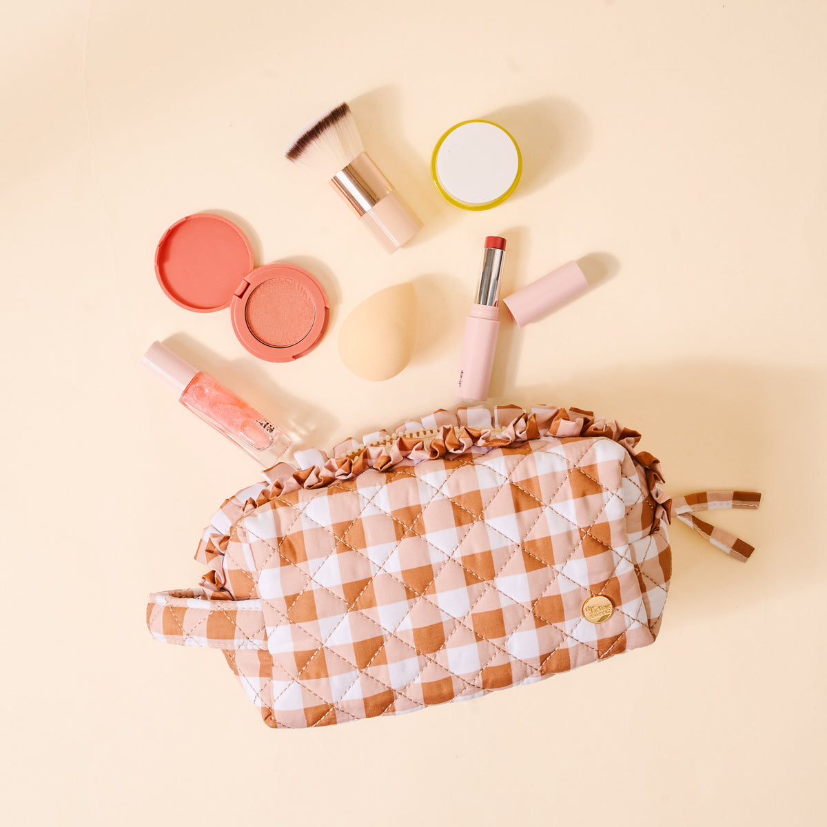 The Darling Effect Essentials Quilted Cosmetic Pouch-Maple Gingham