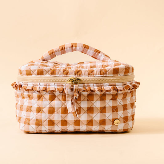 The Darling Effect Glam & Go Quilted Cosmetic Bag-Maple Gingham
