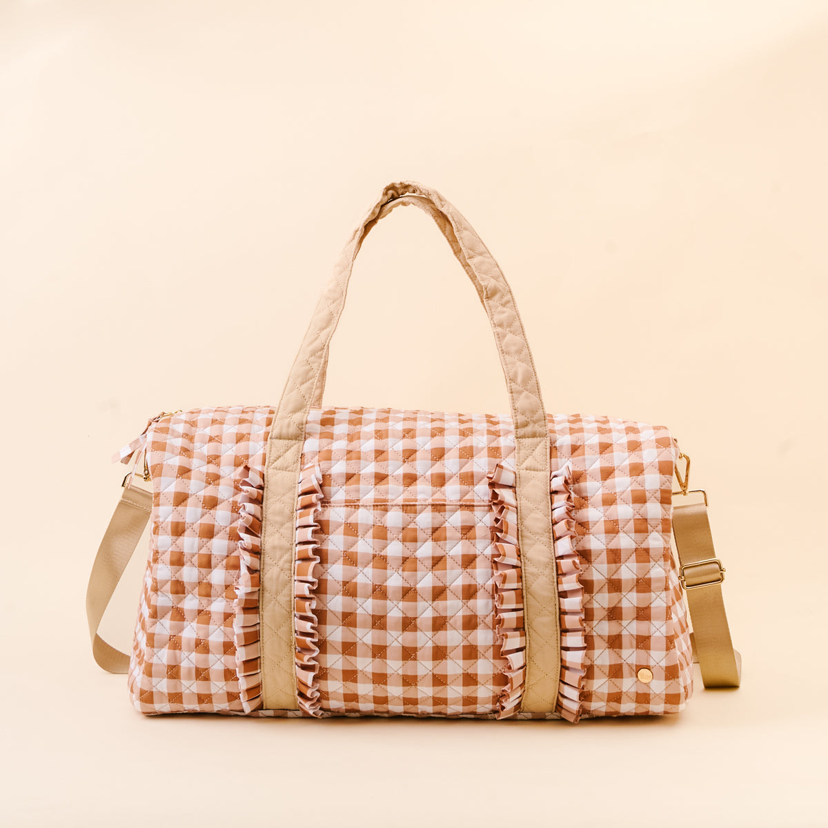 The Darling Effect On-the-Go Quilted Weekender Bag-Maple Gingham