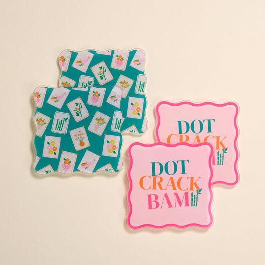 The Darling Effect “It's Mahj Time” Table Talk Acrylic Coaster Set