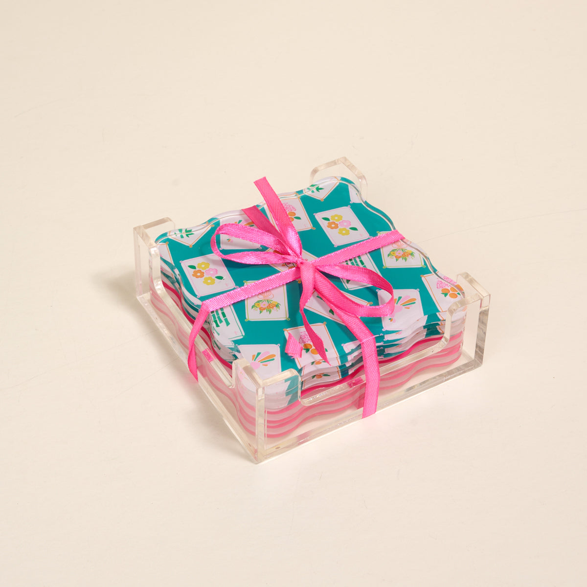 The Darling Effect “It's Mahj Time” Table Talk Acrylic Coaster Set