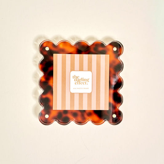 The Darling Effect Square Scalloped Acrylic Frame-Tortoise