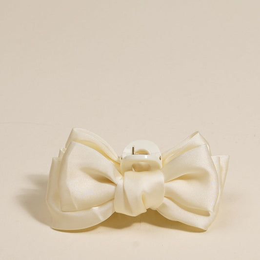 The Darling Effect Mini Satin Bow Claw Clip-Cream