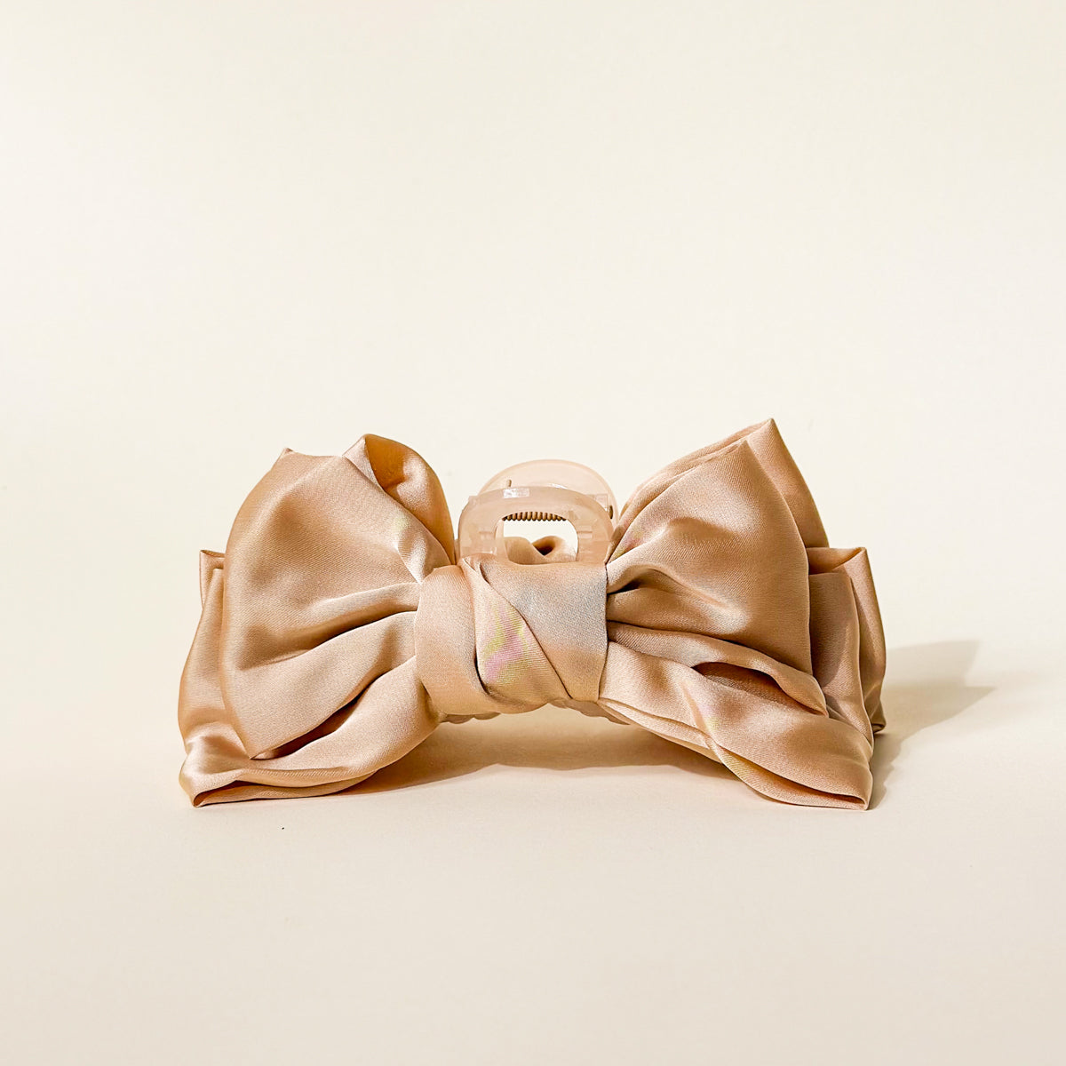 The Darling Effect Mini Satin Bow Claw Clip-Beige