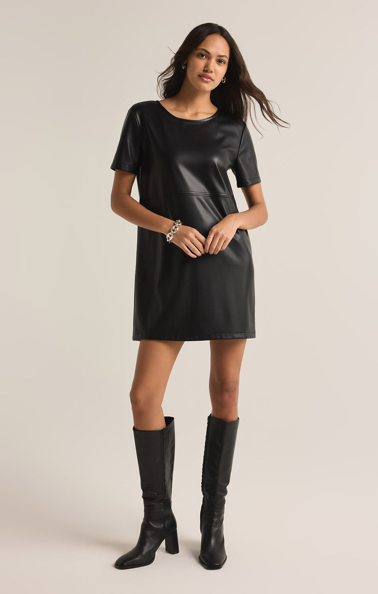 Z Supply London Faux Leather Dress- Black