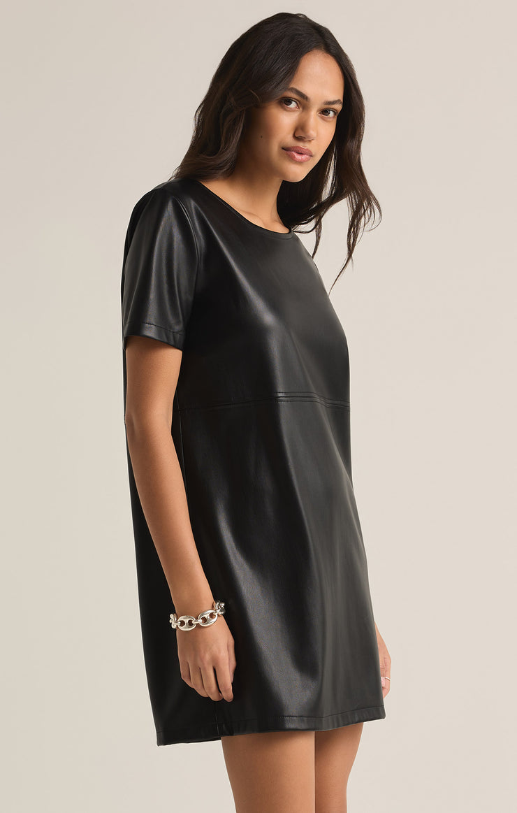 Z Supply London Faux Leather Dress- Black