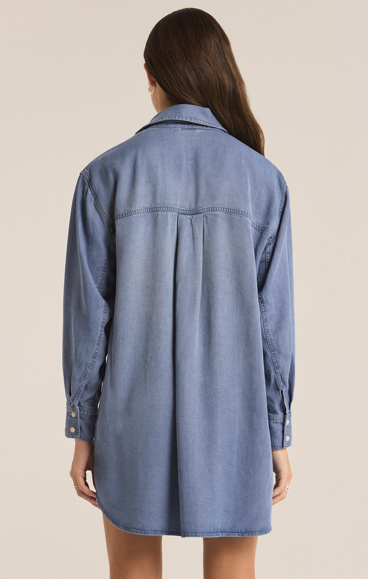 Z Supply Dover Chambray Dress-Sun Bleached Indigo