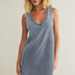 Z Supply Sloane V-Neck Jersey Knit Denim Dress - Medium Indigo