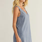 Z Supply Sloane V-Neck Jersey Knit Denim Dress - Medium Indigo