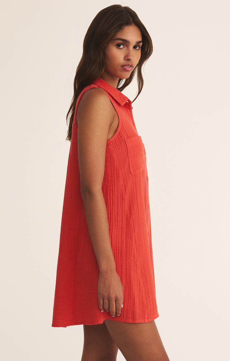 Z Supply New Light Gauze Mini Dress - Cabana Red