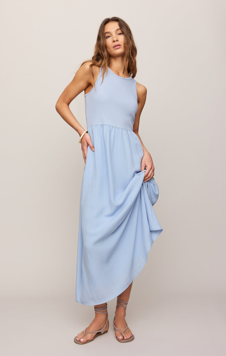 Z Supply Charlotte Midi Dress- Blue Light