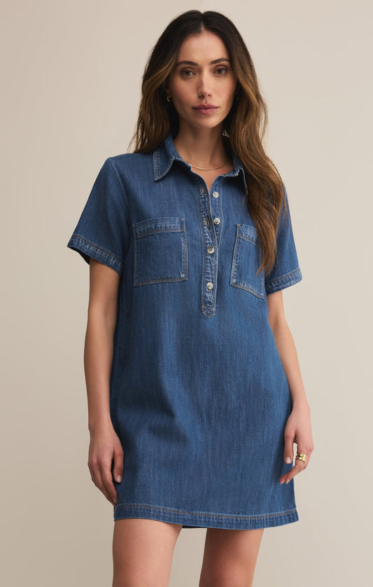 Z Supply Kellie Denim Mini Dress - Medium Indigo