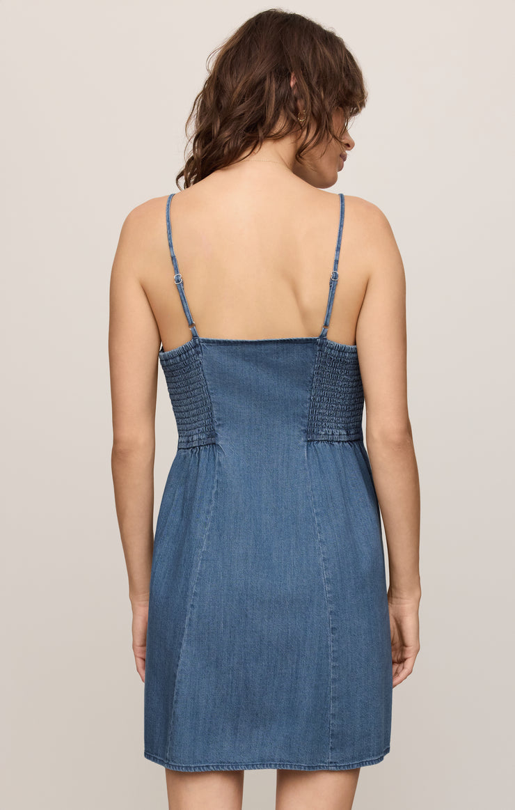 Z Supply Angel Eyes Denim Mini Dress- Medium Indigo