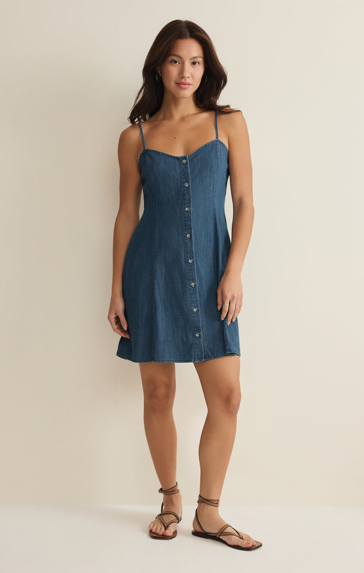 Z Supply Angel Eyes Denim Mini Dress- Medium Indigo